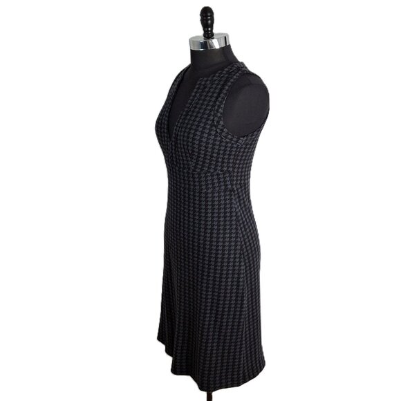 Banana Republic Sz 10 Houndstooth Soft Knit Sheath Bodycon Empire Dress - Picture 3 of 15